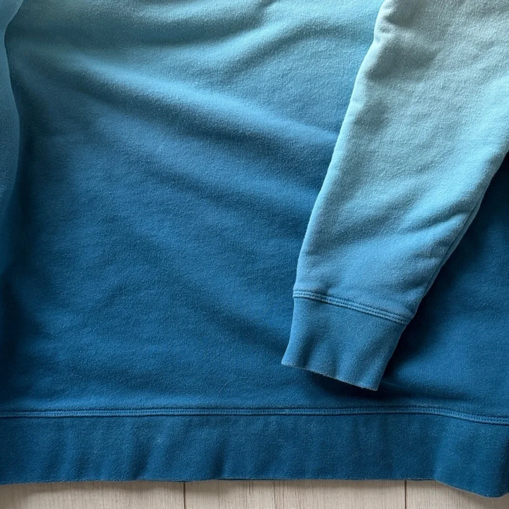 Lands' End Serious Sweats collection Teal Ombre Sweatshirt - Picture 3 of 7